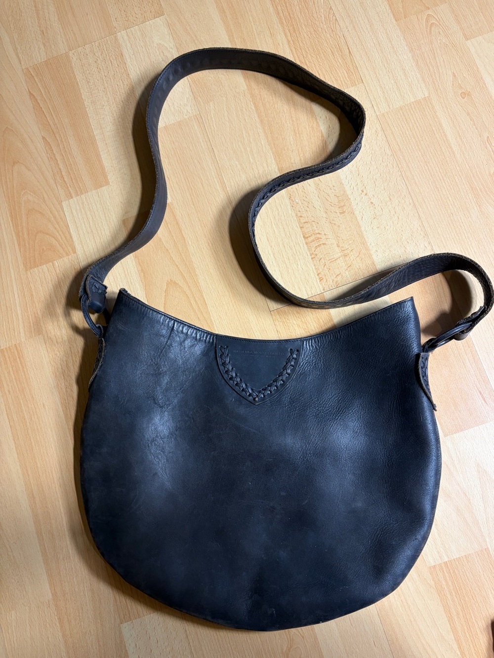 Hand Crafted Genuine Leather Chocolate Brow Crossbody Hobo Bag - Picture 2 of 13